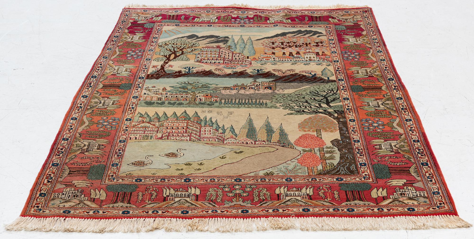 Carpet, figural. approx. 200 x 140 cm.