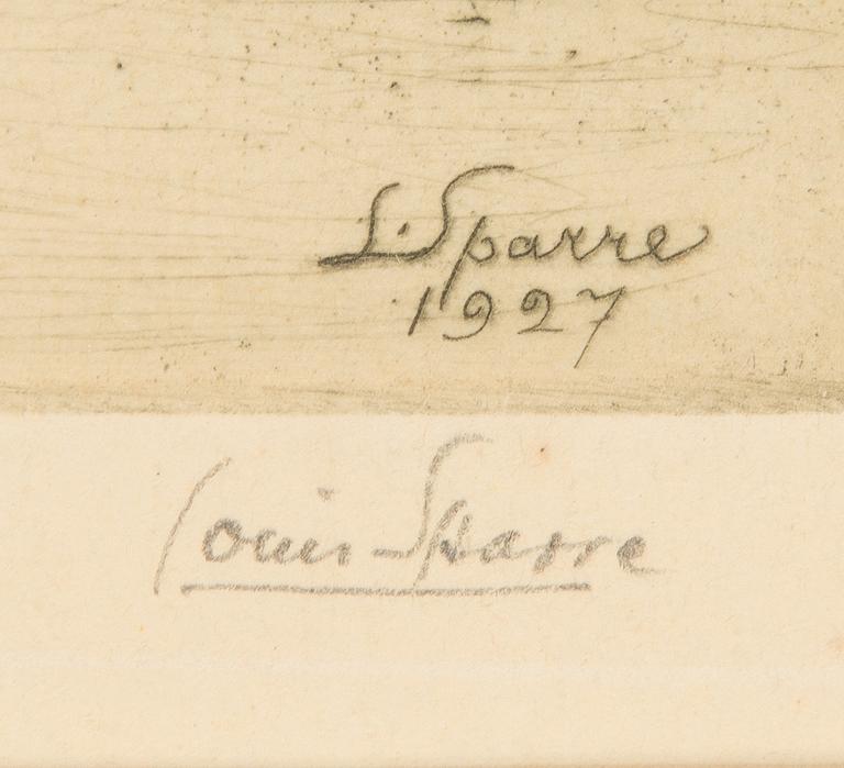 Louis Sparre, etching, signed in pencil and marked 'före upplaga 4/10, 1937'.