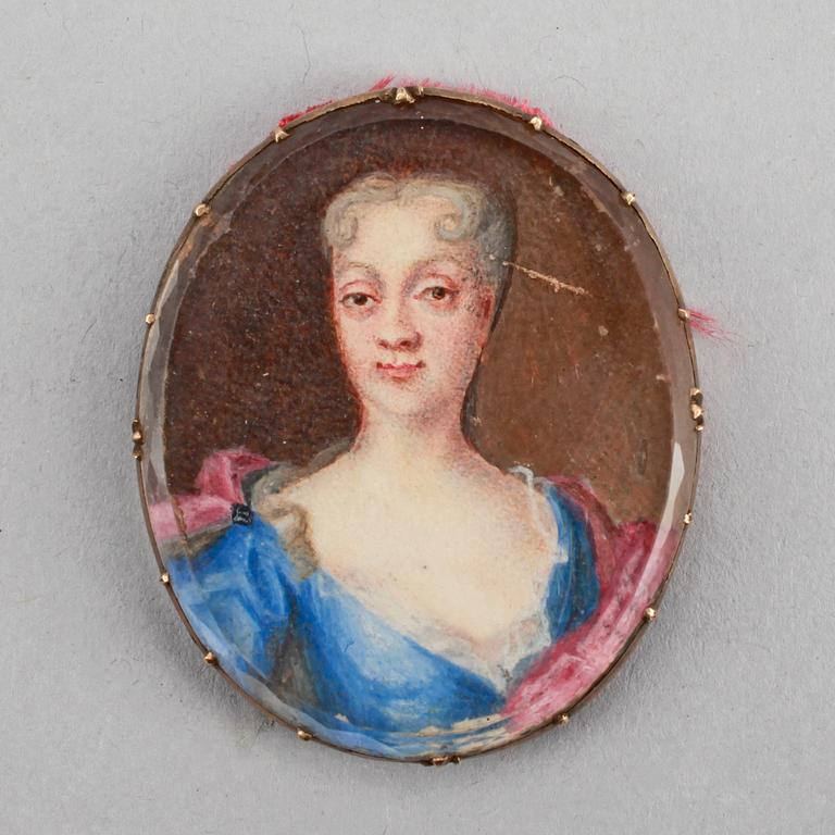 MINIATYRPORTRÄTT, gouache på papper, troligen 1700-tal.
