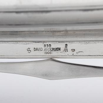 David Andersen, vikingaskepp, ett stort samt två mindre, silver, Norge, tidigt 1900-tal.
