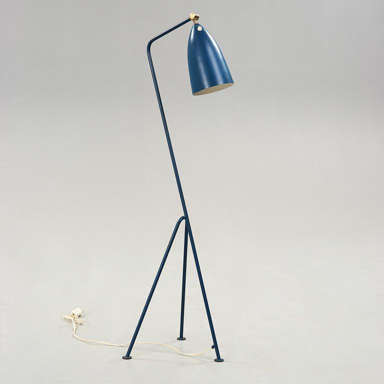 A Greta Magnusson Grossman blue lacquered 'Grasshopper'/G-33 floorlamp, Bergboms Sweden 1950's.