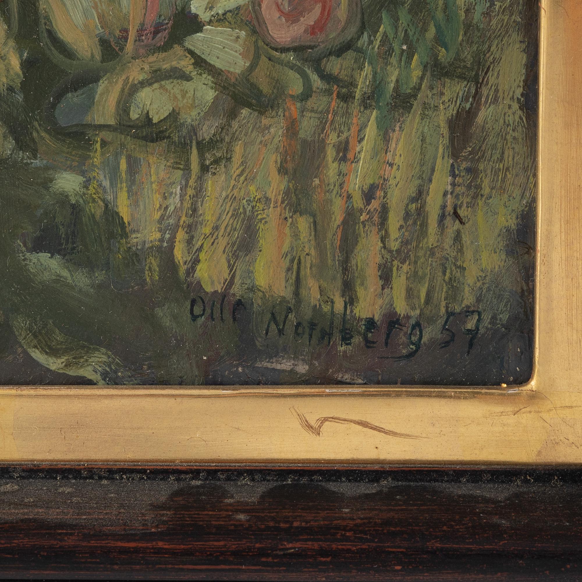 Olle Nordberg, olja på pannå, signerad.