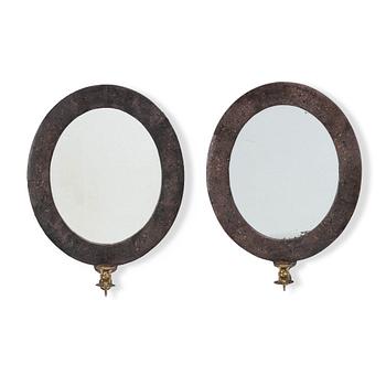 Pair of mirror sconces for one candle each, Sweden, latter half of the 19th century.