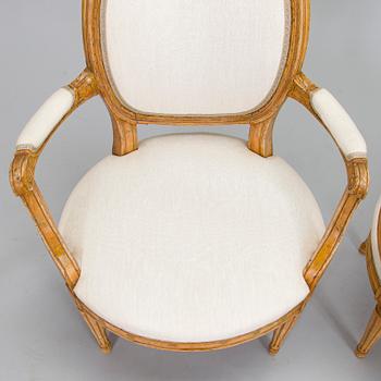 A pair of Gustavian armchairs, 18th century.