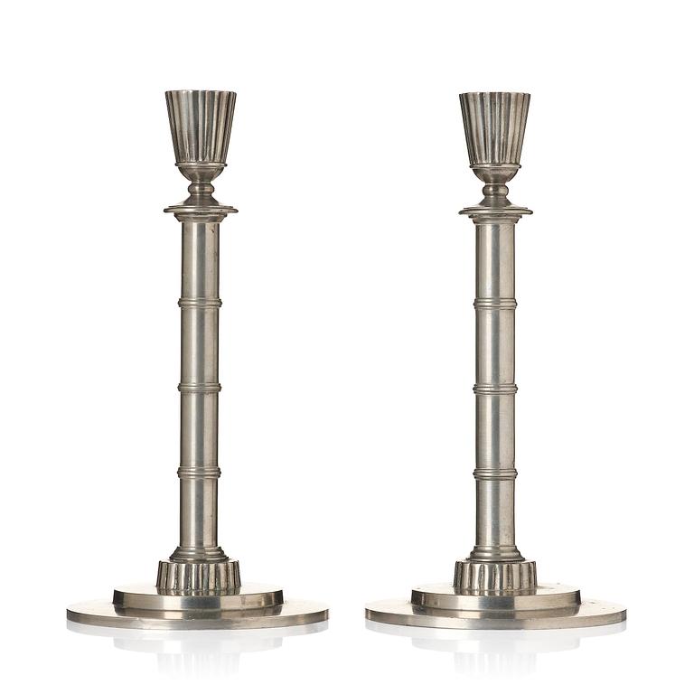Erik Fleming, a pair of pewter candlesticks, Norrahammars Tenn, 1930.