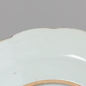 A pair of Chinese porcealin plates, Qianlong (1736-95).