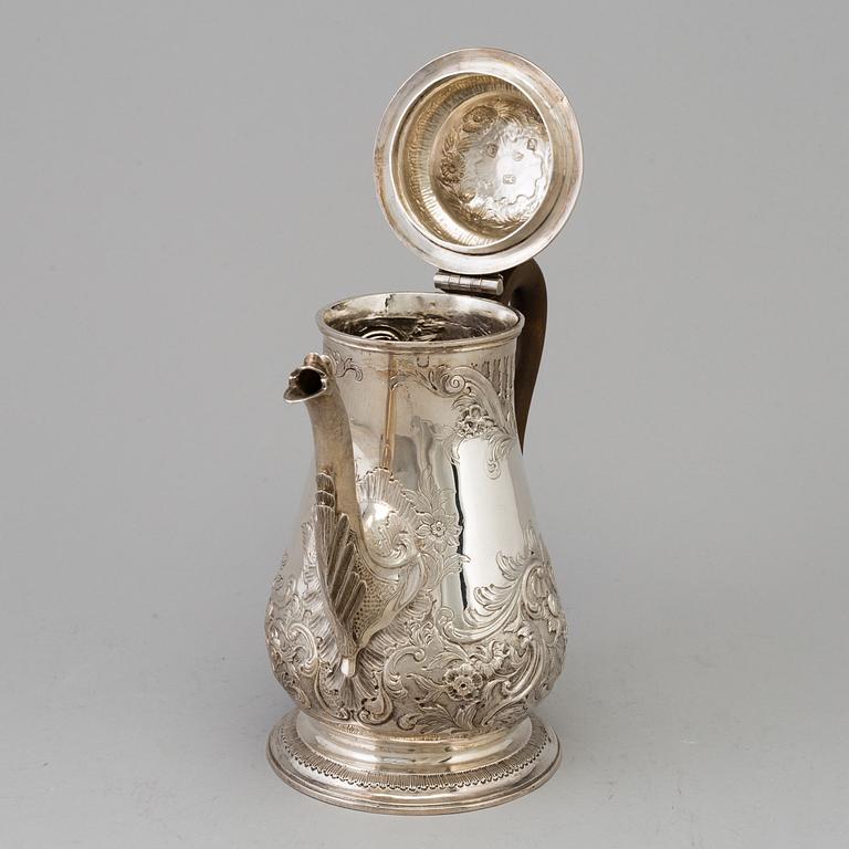 WILLIAM GRUNDY, KAFFEKANNA, rokoko, George III, silver, London, England, 1764.