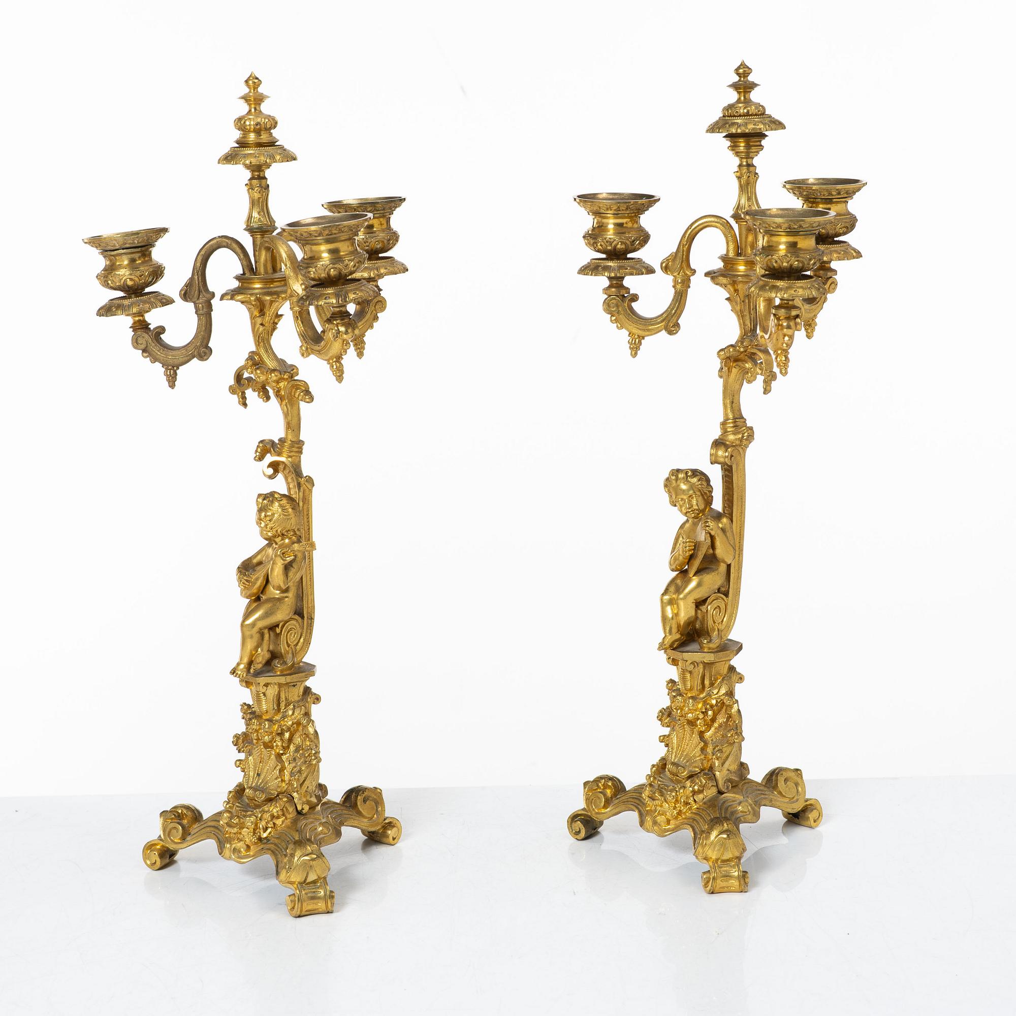 A pair of Louis XV style candelabras, 20th century.