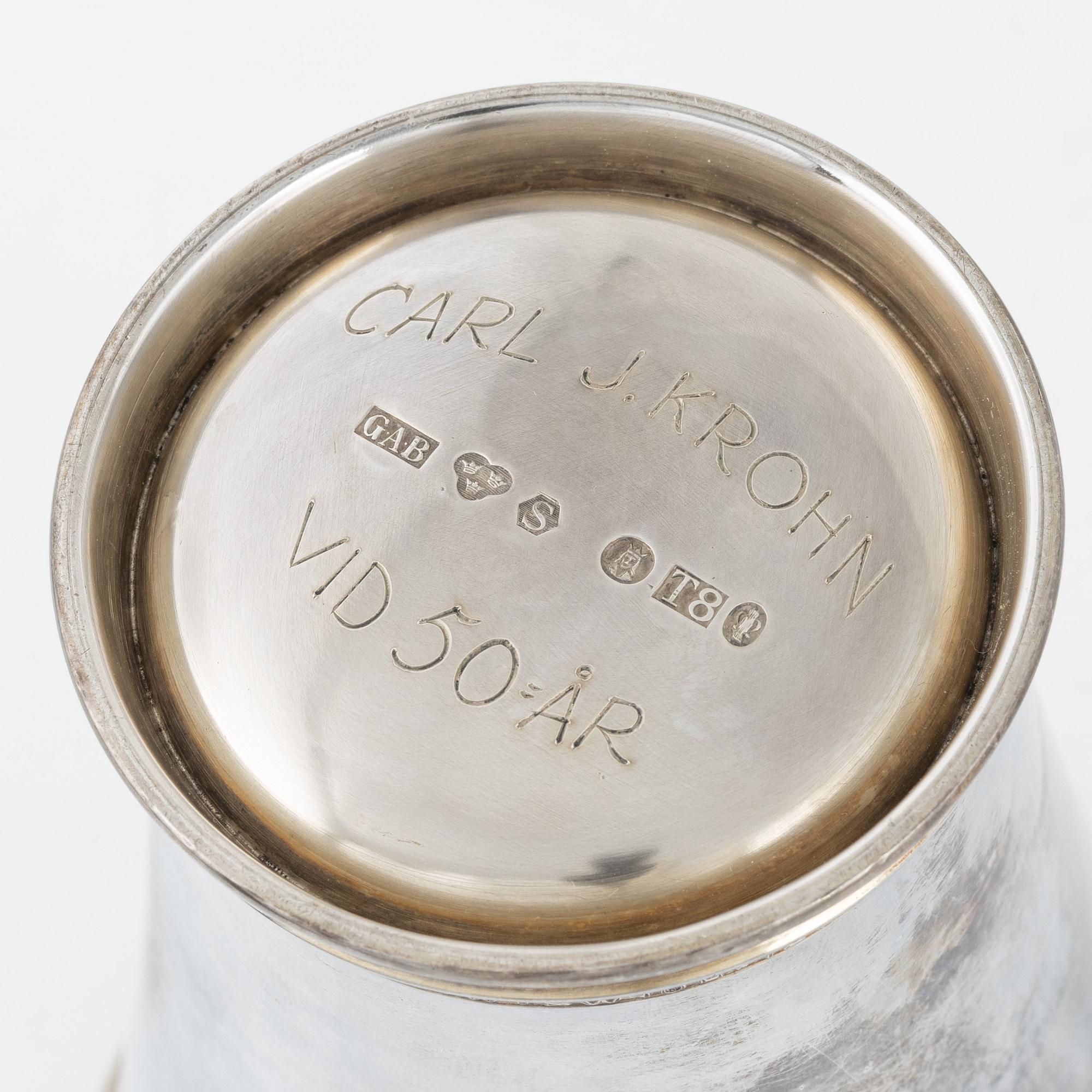 Five silver items, including beaker by Herman Hermansson, Marstrand, Sweden, 1796.