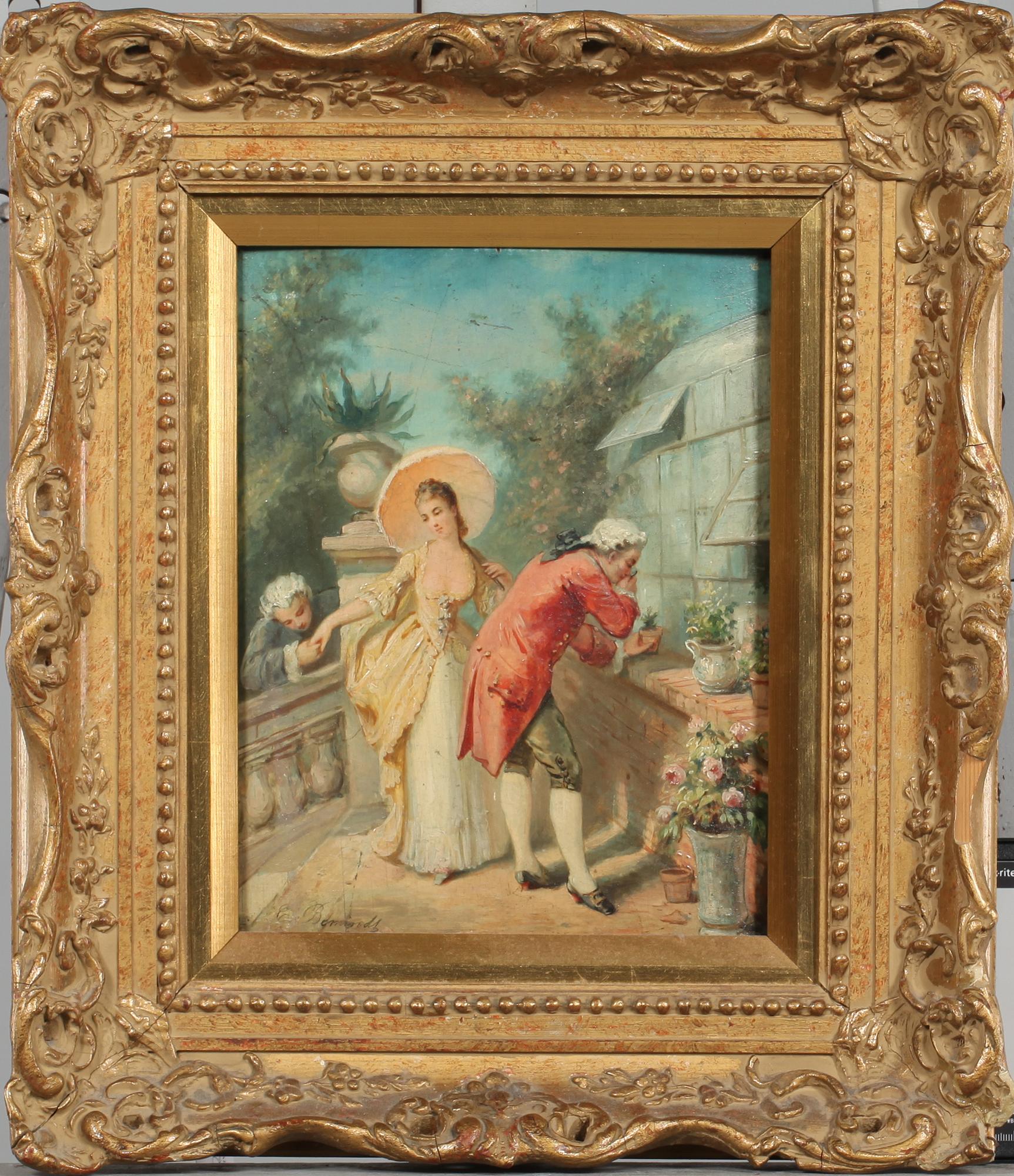 OKÄND KONSTNÄR, olja på pannå, otydligt signerad, 1800-tal.