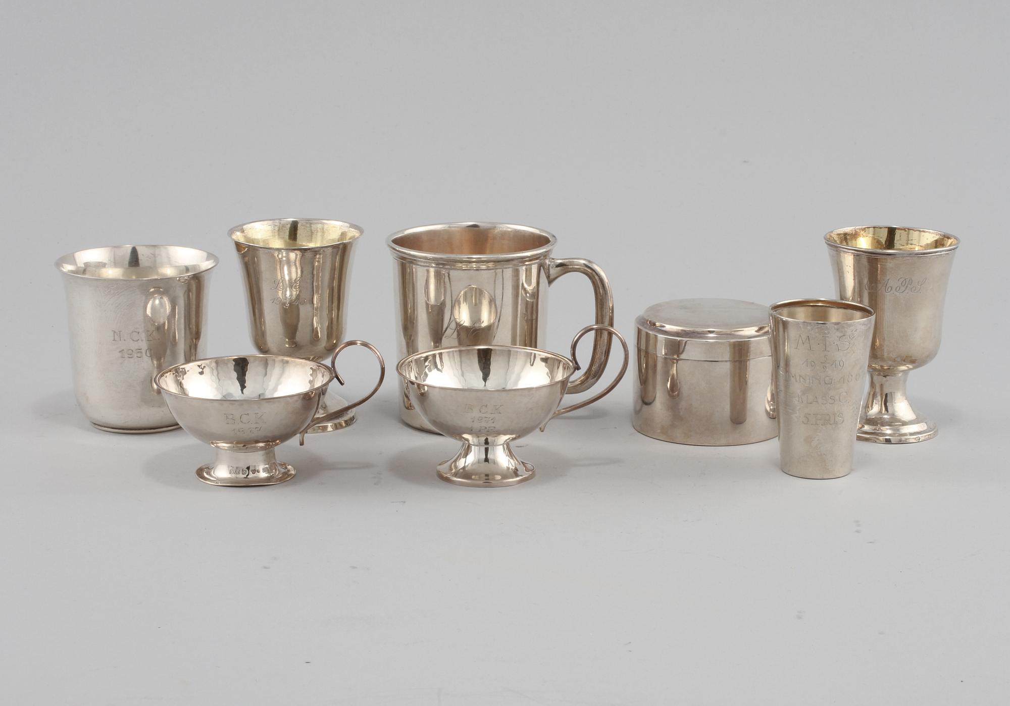 PARTI SILVER, 8 delar, 1900-tal, ca 384g.