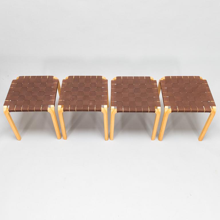 Alvar Aalto, A set of four mid 20th century 'Y61' stools for Artek. Finland.