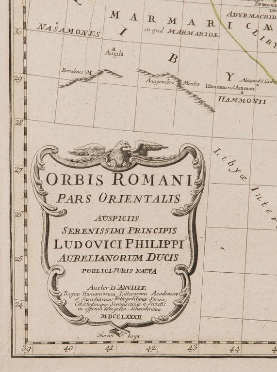 KARTA, Orbis Romani Pars Orientalis 1782, kopparstick, J.B.B. D'Anville.