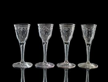1309. A set of four Swedish wine goblets, second half of 18th Century, presumably by Cedersberg.