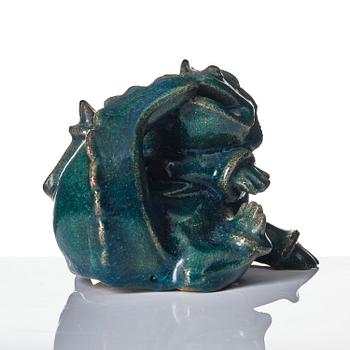 Wilhelm Kåge, a chamotte stoneware sculpture of a dragon puppy, Gustavsberg ca 1940.