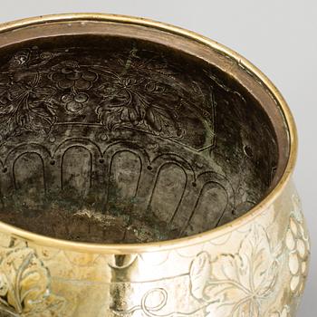 A 19th century brass flower pot.