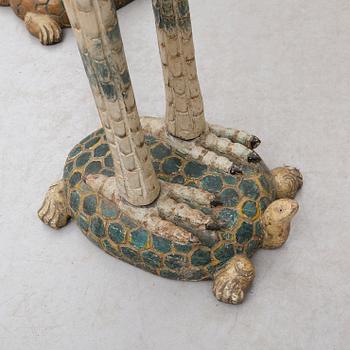 FIGURER, 2 st, målat trä, sydostasien, 1900-talets första hälft.