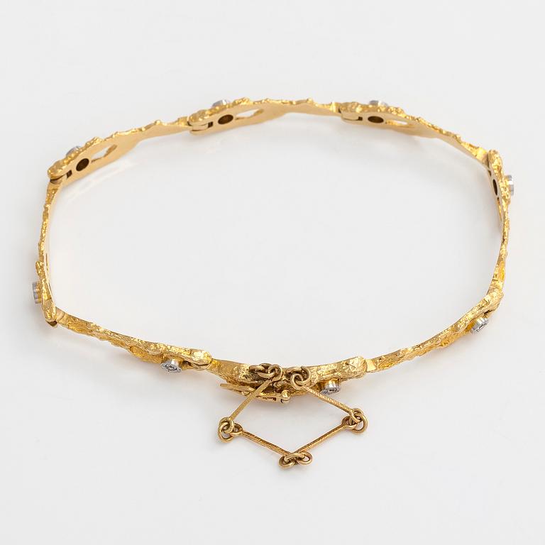 Björn Weckström, an 18K gold bracelet 'Diamond pond' with diamonds for Lapponia 1973.