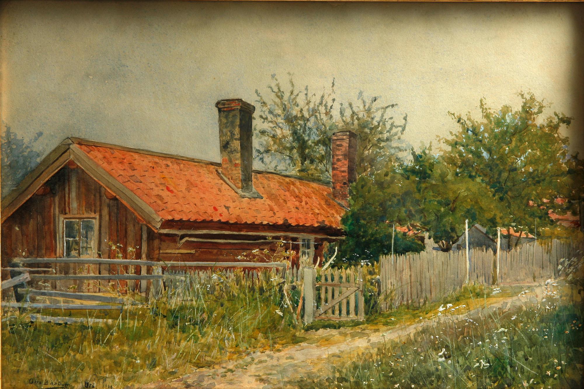 OTTO BOSTRÖM, akvarell, sign o dat 1900.