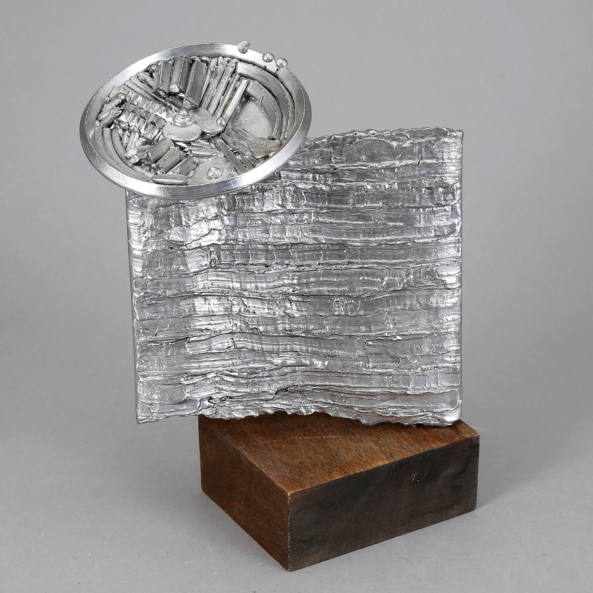 ÅKE LAGERBORG, skulptur, försilvrad metall, sign o dat 1990.