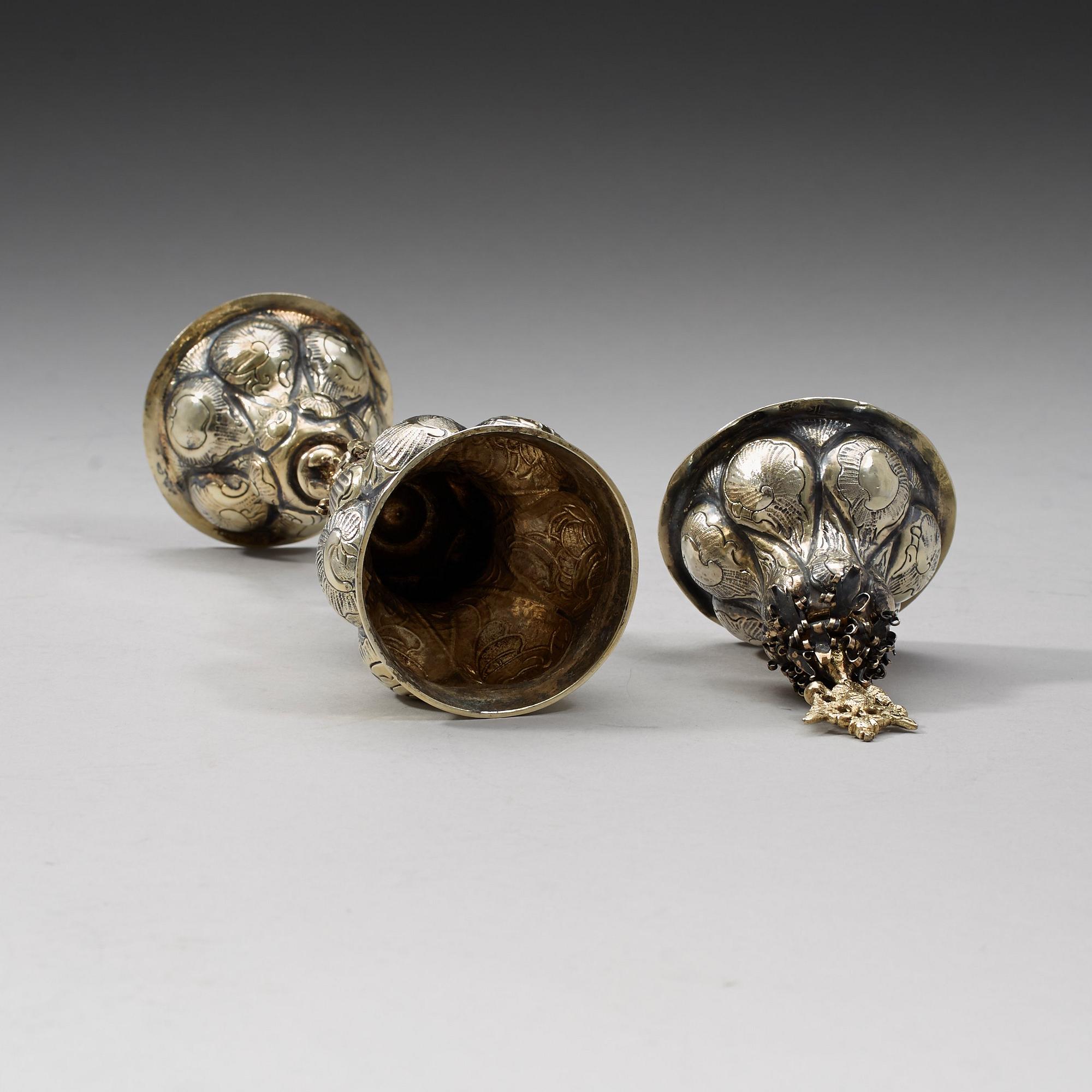 A Russian 18th century silver-gilt cup and cover, unidentified makers mark, Moscow 1760:s.