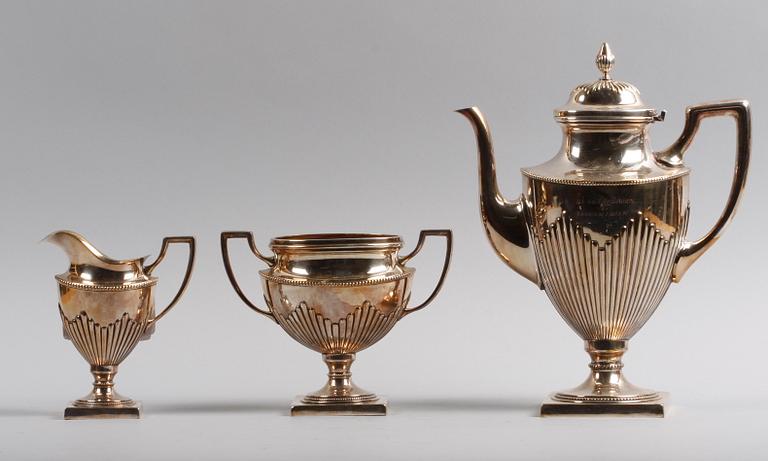 KAFFESERVIS, 3 delar, Nysilver. WMF.