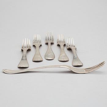 GAFFLAR 6 stycken, silver, bland annat Jonas Troselius, Stockholm, 1802. Vikt ca 386 gram.
