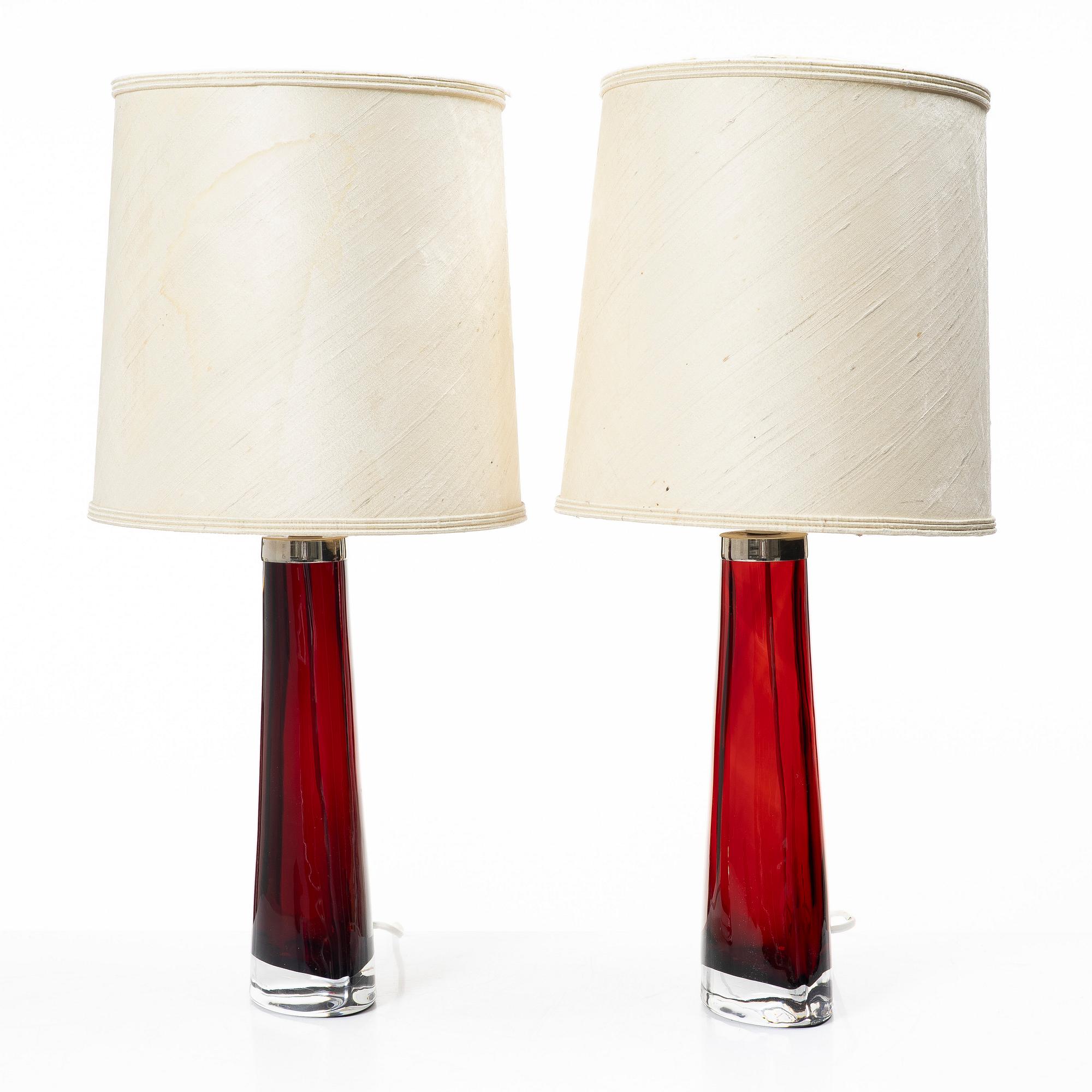 Carl Fagerlund, a pair of table lamps, Orrefors.
