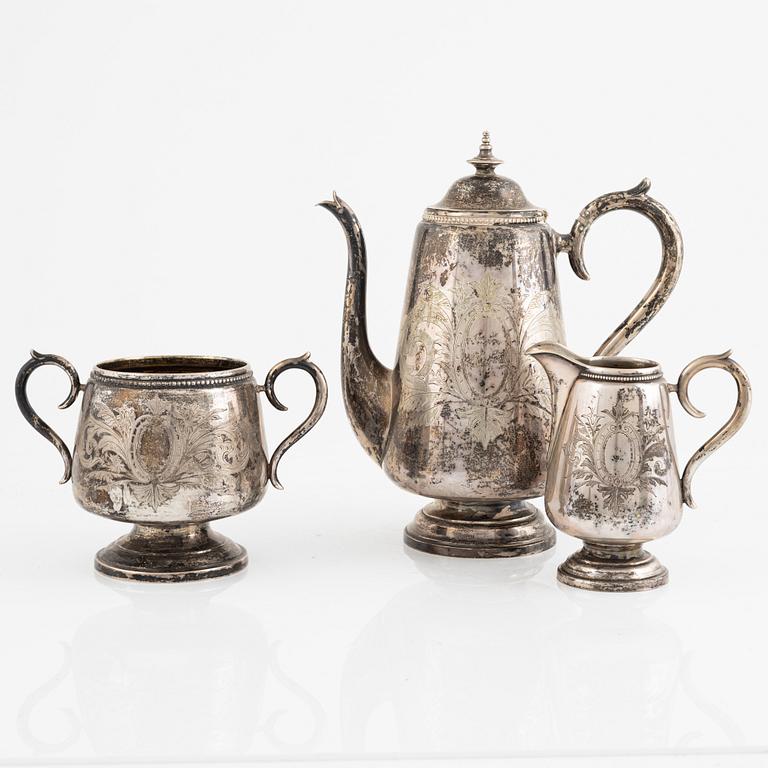 Kaffeservis, 3 delar, silver, CA Nilsson, Malmö, 1888-90.