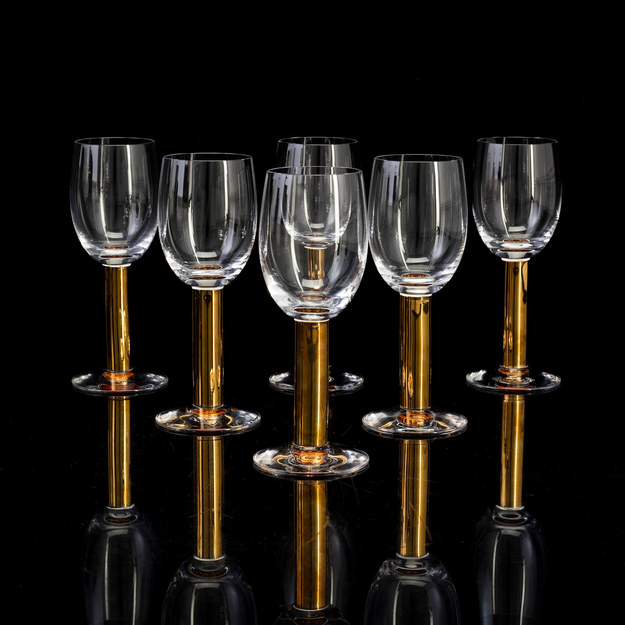 Six Gunnar Cyrén 'Nobel' wine glasses, for Orrefors.