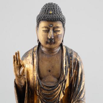 Buddha, bemålat och lackat trä, Japan, Meiji (1868-1912).