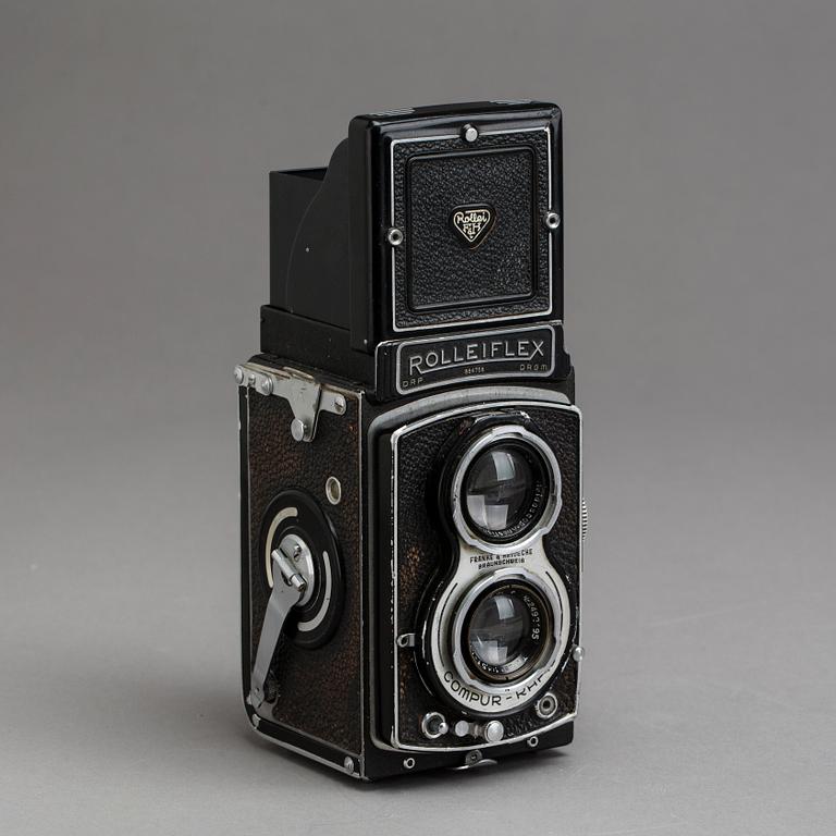 SPEGELREFLEXKAMERA, Rolleiflex compur rapid, nr 884758, Franke & Heidecke, Tyskland. 1900-talets mitt.
