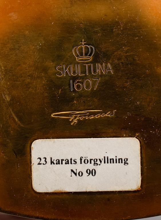 PLUNTA OCH SUPKOPPAR, 7 delar, mässing och förgylld mässing, Pierre Forsell, Skultuna.