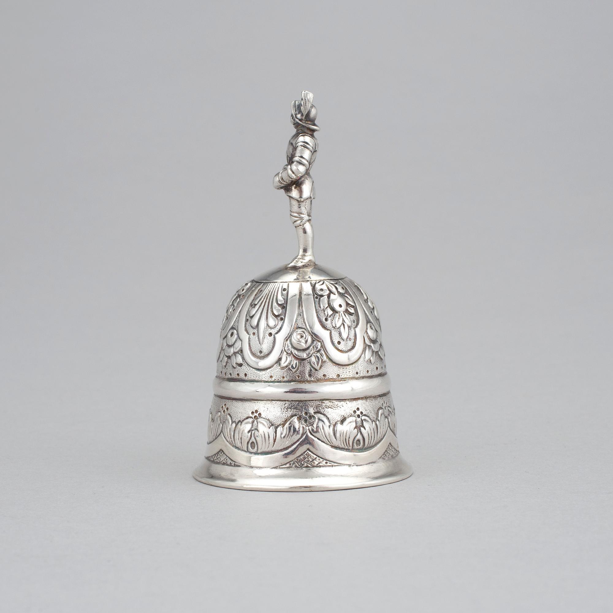 A German silver bell, circa 1900. Weight 95 grams.