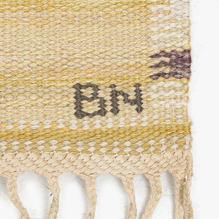 Barbro Nilsson, a 'Falurutan, gul' carpet, flat weave, c. 172 x 118 cm signed AB MMF BN.
