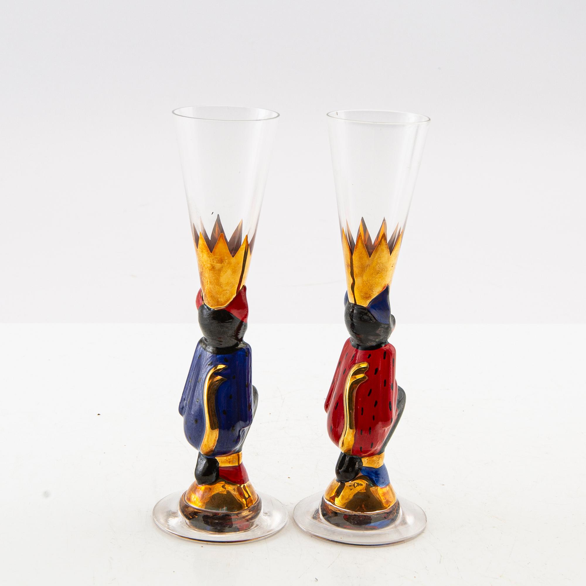 Gunnar Cyrén, snapsglas 8 st"Nobel" Orrefors signerade.