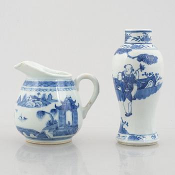 Six pieces of blue and white porcelain, China, Qing dynasty, late 18th-19th century.