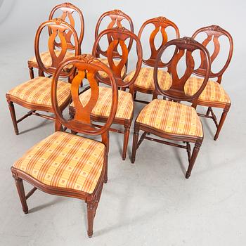 A mid 1900s Gustavian style mahogany 9 pcs dining set.