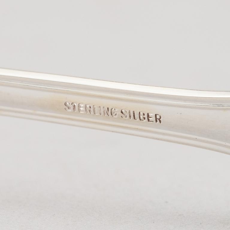 Koch & Bergfeld, fiskbestick, 28 delar, sterlingsilver, modell Altfaden, 1900-talets andra hälft.