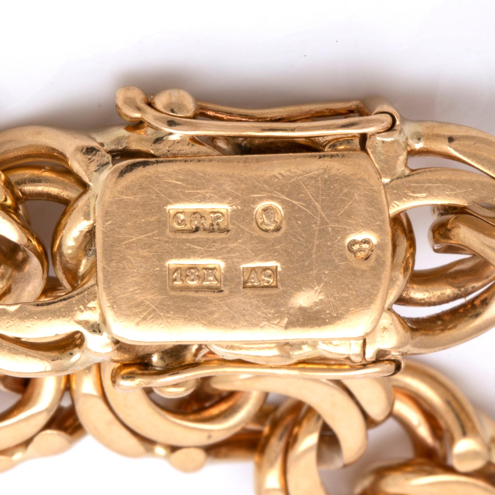 Armband 18K guld bismarck-länk, 38,5 g, ca 18 x 1 cm.