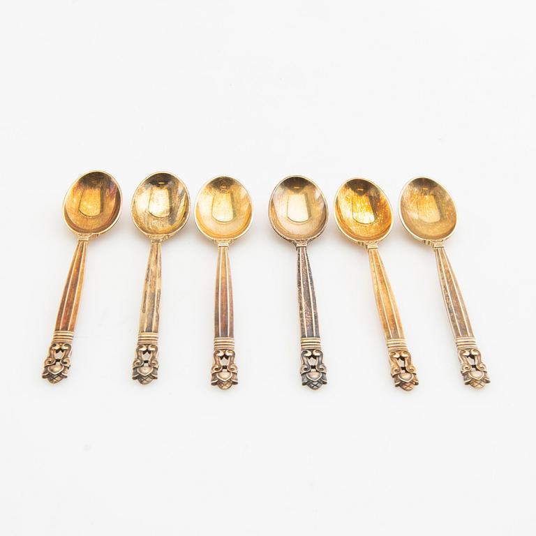 Johan Rohde, spoons 12 pcs "Konge/Achorn" sterling silver for Georg Jensen after 1945.
