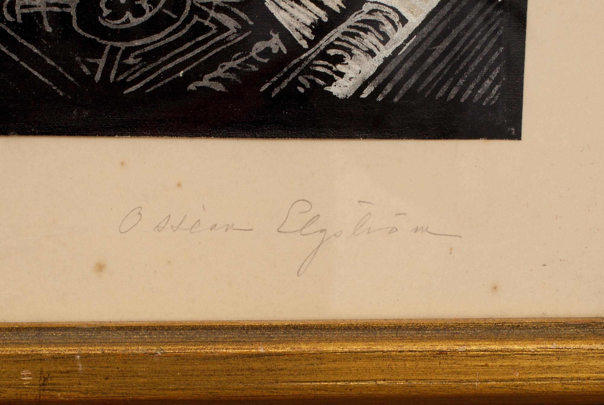 OSSIAN ELGSTRÖM, blandtekning, signerad.