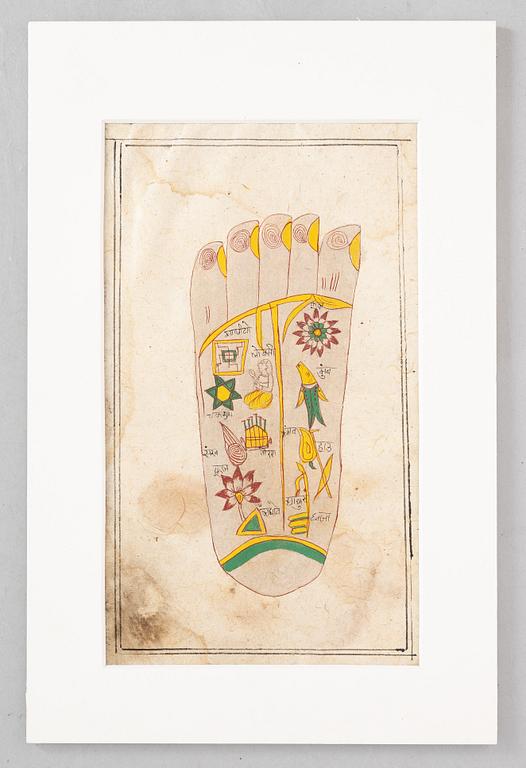 Unidentified artist, Foot with symbols and figures, India, 19th/20th century.