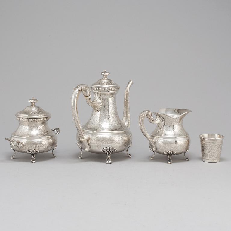An Egyptian 20th century silver 5 piece tea-set, mark of Kairo 1940's.