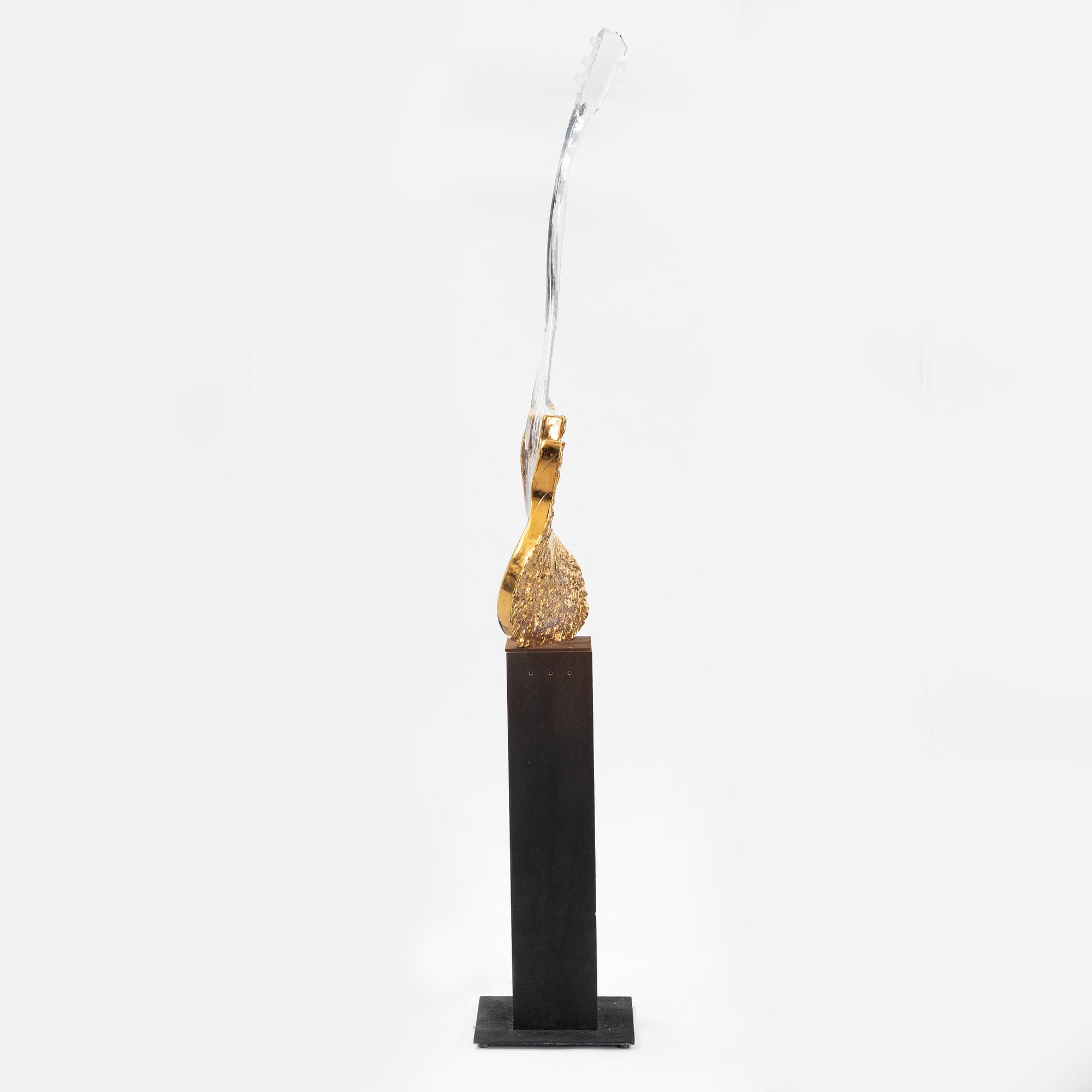 Kjell Engman, skulptur, glas, "Gitarr", Kosta Boda Unique.
