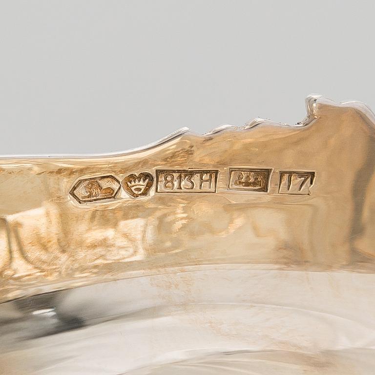 Kaffeservis 3 delar samt sockertång, silver, Kultakeskus Tavastehus 1961-62.