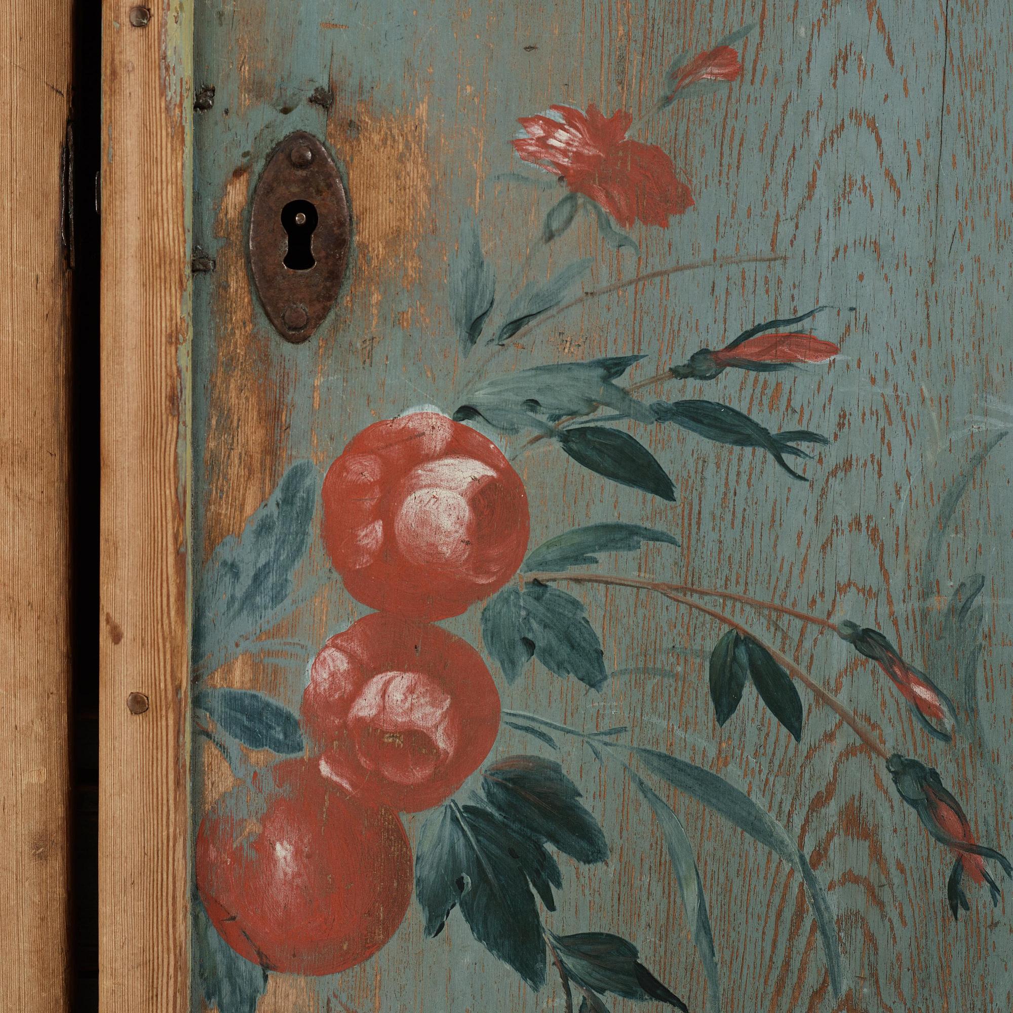 A Swedish polychrome-painted cabinet from Jämtland, presumably painted by Pehr Sundin (1760-1827).