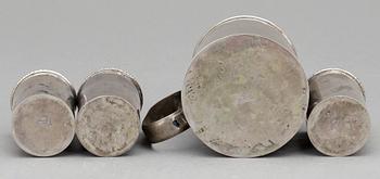 MUGG SAMT 3 BÄGARE, silver, B.A. Sevadjian, Etiopien, 1960-tal. Tot ca 415 gram.