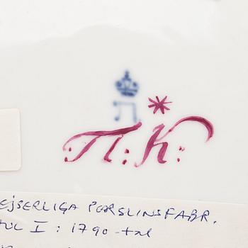 Three porcelain plates, by the Imperial Porcelain Factory in Saint Petersburg, period of Paul I 1796-1801.
