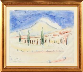 AGNES CLEVE, pastell, signerad och daterad pompej 1922.